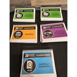 Lot of 5 Roger CPA Review Spiral Bound Flashcard Sets - Auditing, Accounting